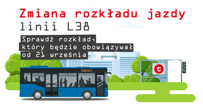 Zmiana rozkładu jazdy linii L38 od 21 września