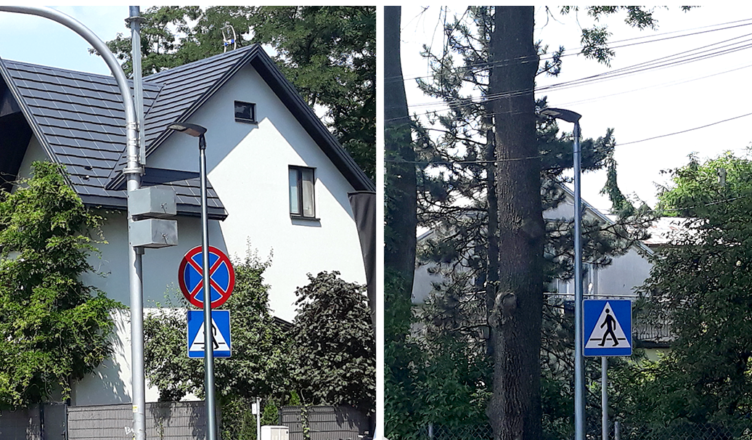 doświetleniem siedmiu przejść dla pieszych na ulicach Zielonki