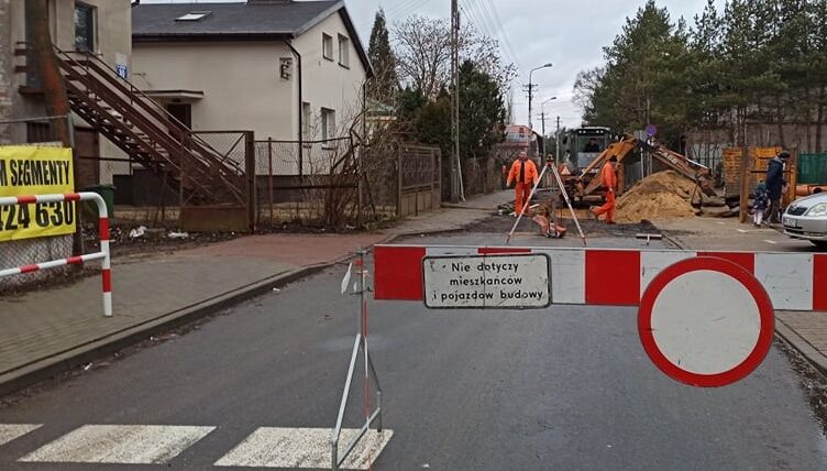 prace drogowe na Strudze