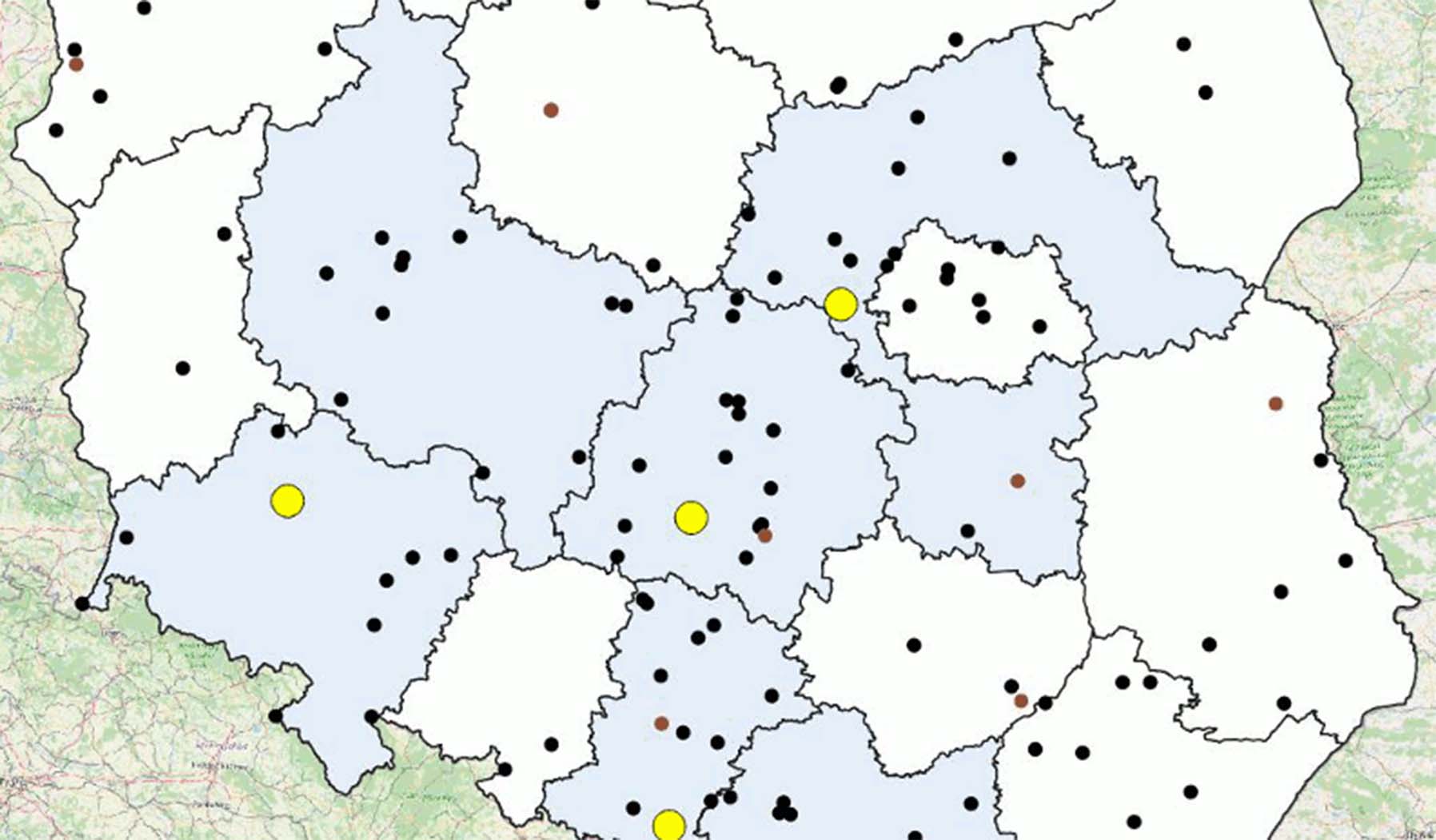 Policyjna mapa wypadków drogowych ze skutkiem śmiertelnym