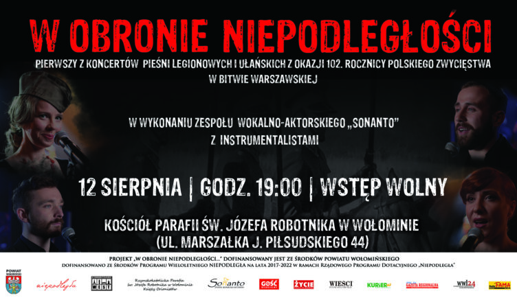 W obronie Niepodległości - koncert pieśni legionowych i ułańskich z okazji 102. rocznicy zwycięstwa w Bitwie Warszawskiej