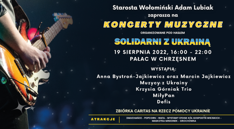 Koncerty muzyczne "Solidarni z Ukrainą" w Pałacu w Chrzęsnem
