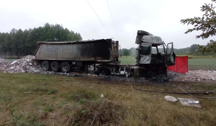 Pożar ciągnika siodłowego