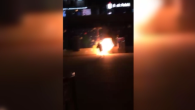 Atak koktajlem mołotowa na biletomat