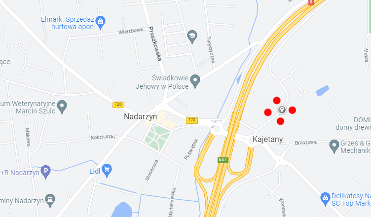 Wypadek lawety w Kajetanach (gm. Nadarzyn) - możliwe utrudnienia na węźle S8