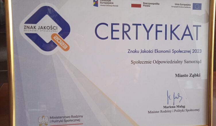 Miasto Ząbki z certyfikatem Społecznie Odpowiedzialny Samorząd