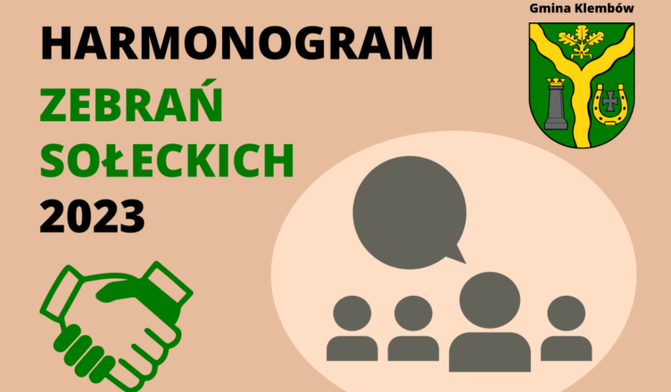 Klembów - Harmonogram zebrań sołeckich w roku 2023