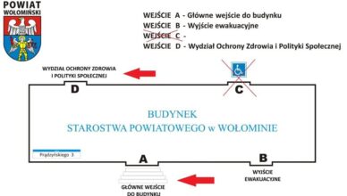 Zamknięte wejście do budynku Starostwa, przy ul. Prądzyńskiego 3 od strony Sądu Rejonowego w Wołominie