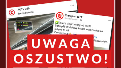 Komunikat ZTM - promocyjne ceny biletów WTP to oszustwo