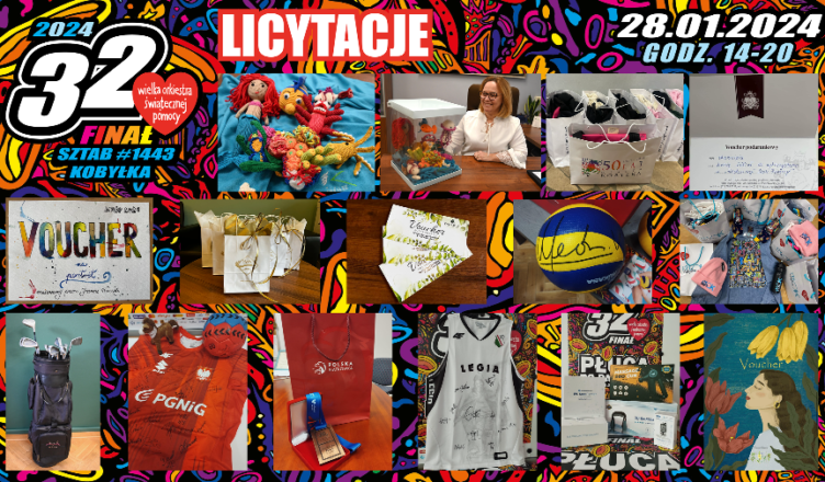 Kobyłka - WOŚP 2024 - przedmioty i usługi wystawione na licytacjach