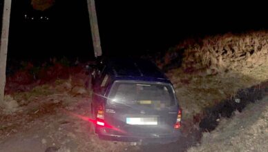 Podróż zakończył uderzając w przydrożny słup