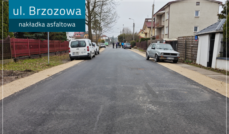 Zielonka - ulica Brzozowa z nową nawierzchnią