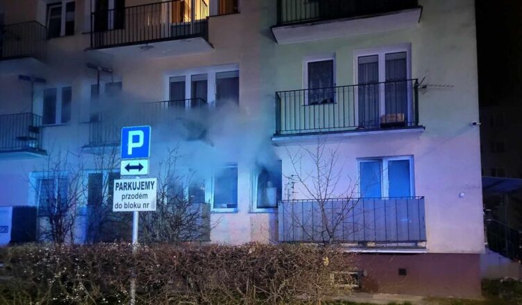 Jedna osoba poszkodowana w pożarze mieszkania w bloku