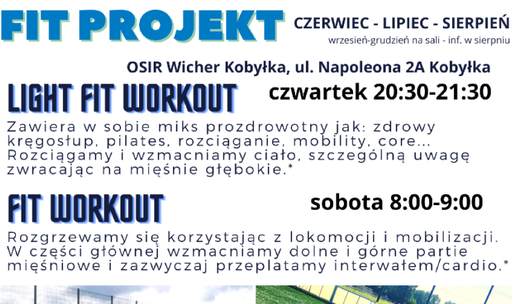 Kobyłka - Fit Projekt - bezpłatne zajęcia w ramach Budżetu Obywatelskiego 2024