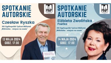 XXI Tydzień Bibliotek! Zapraszamy na spotkania autorskie w Powiatowej Bibliotece Publicznej w Wołominie