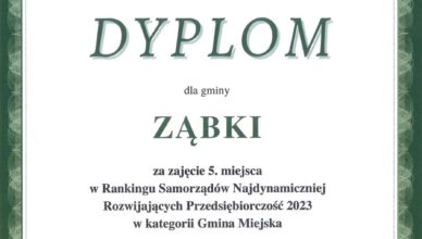 Ząbki na 5. miejscu w Rankingu Zrównoważonego Rozwoju Jednostek Samorządu Terytorialnego