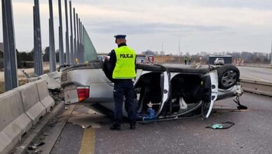 Dachował na S7, był nietrzeźwy