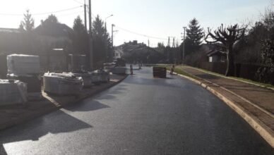 Ząbki - ulica Nowa z pierwszą warstwą masy bitumicznej