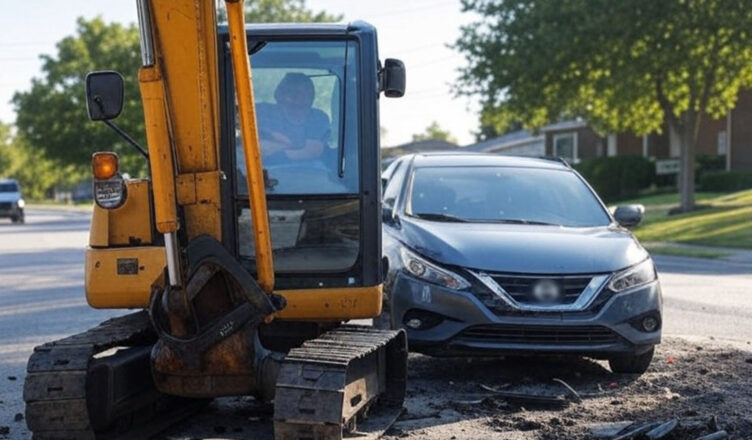 37-letni kierowca koparki złamał dożywotni zakaz prowadzenia pojazdów i spowodował kolizję