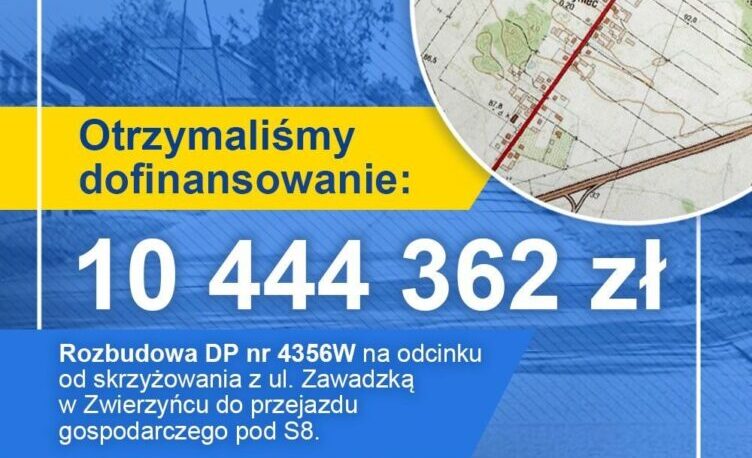 10 milionów złotych na rozbudowę drogi powiatowej – wielki sukces Powiatu Wołomińskiego