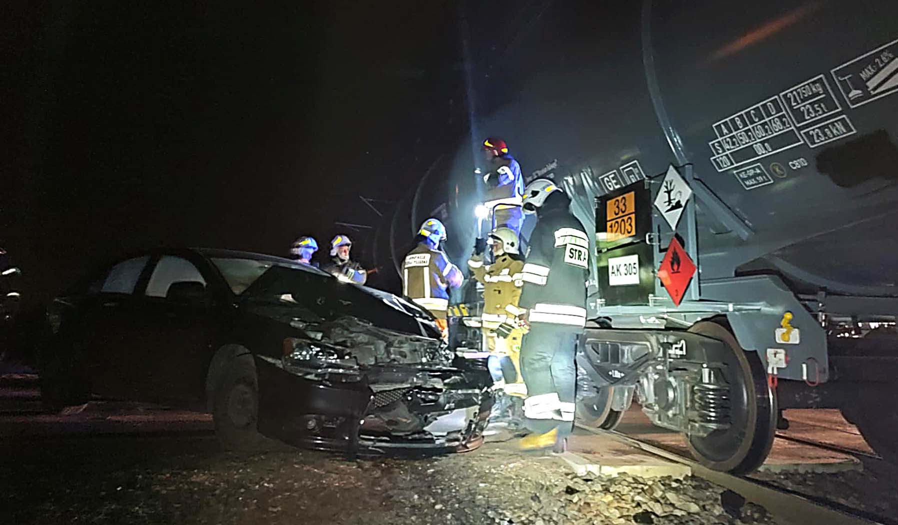 Tragiczne zderzenie w Jasienicy – samochód osobowy zderzył się z pociągiem