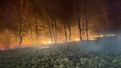 Pożar traw i nieużytków w Duczkach 
