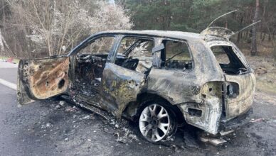 Pożar samochodu na DW631