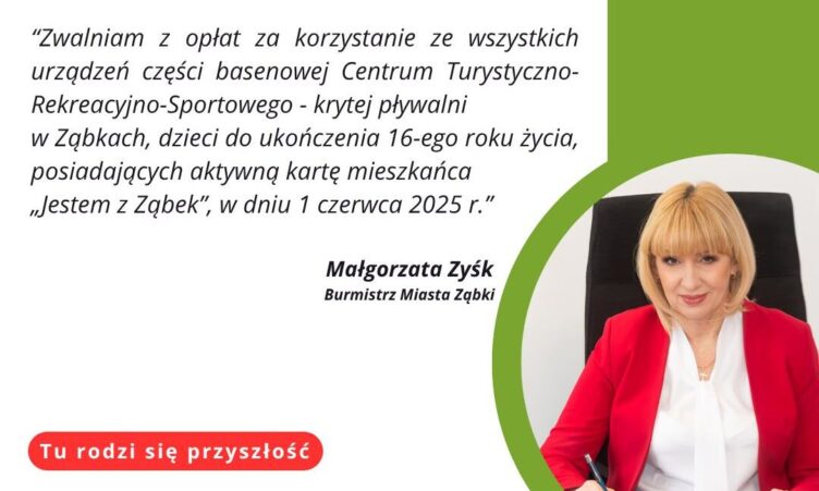 Ząbki - Bezpłatne wejście na basen dla dzieci z Kartą Mieszkańca