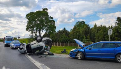 Zderzenie kilku pojazdów na DK62