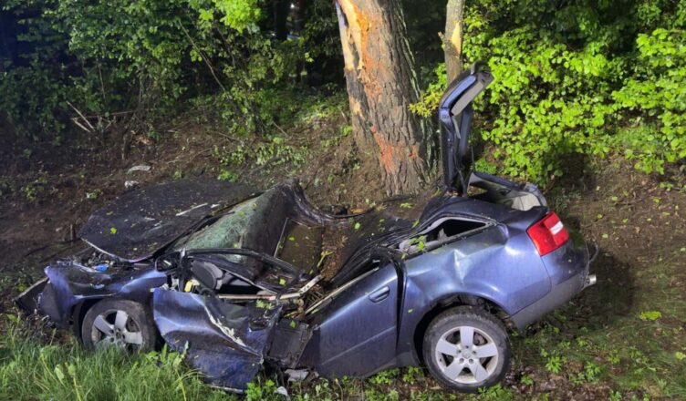 Tragedia na drodze krajowej nr 63: Samochód uderzył w drzewo, kierowca nie przeżył