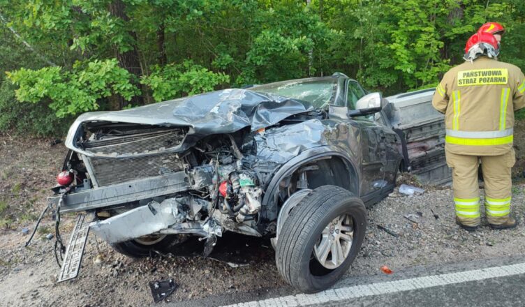Podwójna interwencja w gminie Jadów. Wypadek drogowy i pożar lasu jednego dnia