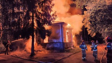 Pożar budynku byłego szpitala psychiatrycznego "Drewnica"