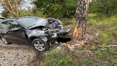 Niebezpieczny poranek na DW 631. Kolejny samochód osobowy wypadł z drogi.