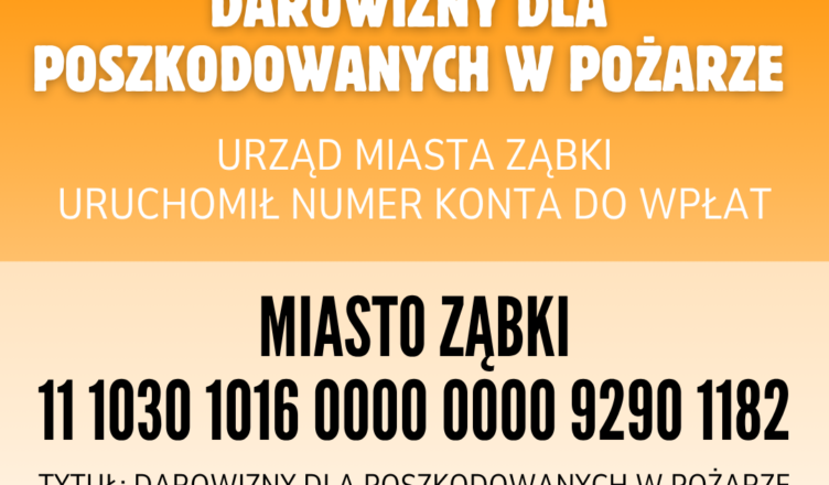 Oficjalny numer konta do wpłat darowizn dla poszkodowanych w pożarze
