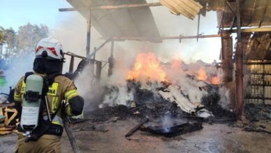 Pożar na terenie składowiska odpadów