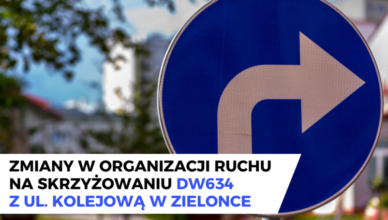 Zmiany w organizacji ruchu na skrzyżowaniu DW634 z ul. Kolejową w Zielonce