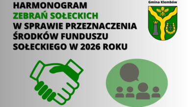 Klembów - harmonogram zebrań sołeckich w sprawie przeznaczenia funduszu sołeckiego w 2026 roku