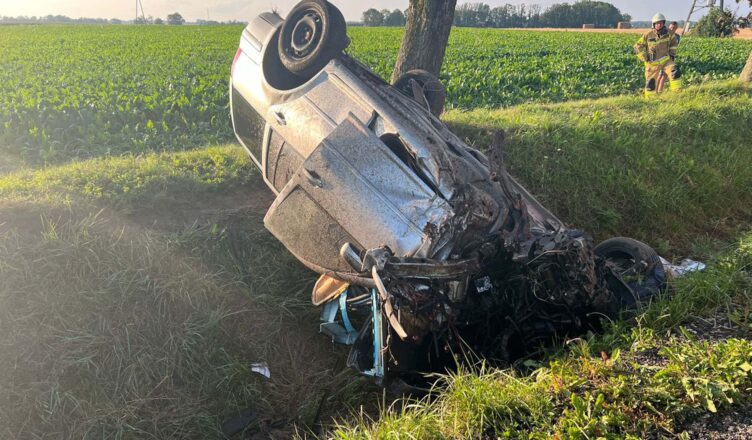 Dachowanie pojazdu na drodze wojewódzkiej nr 617