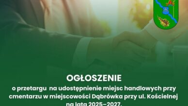 Dąbrówka: Otwarte postępowanie przetargowe na miejsca handlowe przy cmentarzu