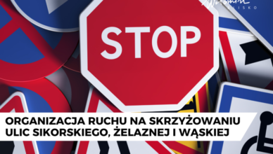 Wołomin - Organizacja ruchu na skrzyżowaniu ulic Sikorskiego, Żelaznej i Wąskiej