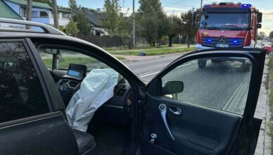 Zderzenie dwóch samochodów osobowych w Jadowie