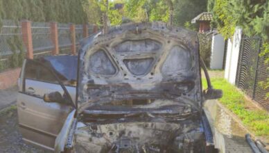 Pożar samochodu osobowego w Zielonce