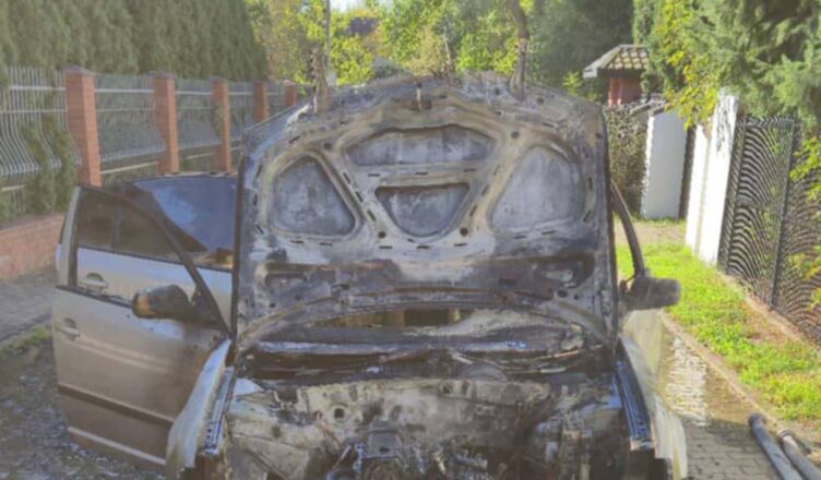 Pożar samochodu osobowego w Zielonce