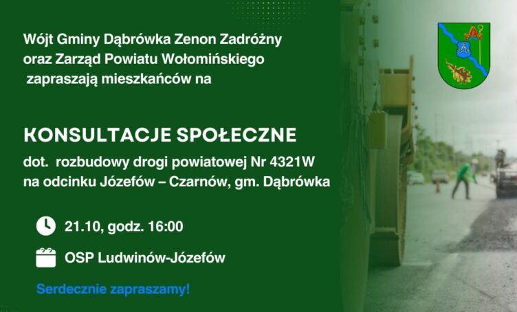 Rozbudowa drogi powiatowej 4321W: zaproszenie na konsultacje społeczne