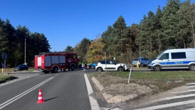 Wypadek z udziałem motocyklisty na skrzyżowaniu DW 801 i DK 76