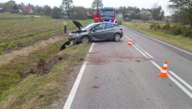 Osobówka w przydrożnym rowie