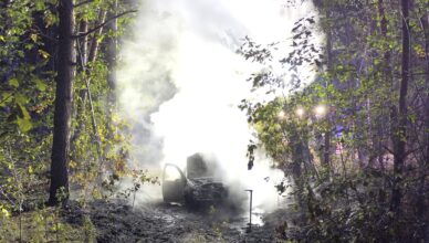 Pożar samochodu w Radzyminie