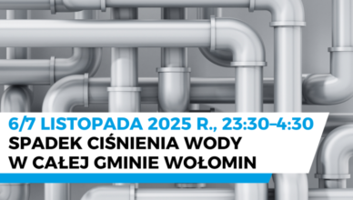 Wołomin - czasowy spadek ciśnienia wody w nocy z 6 na 7 listopada