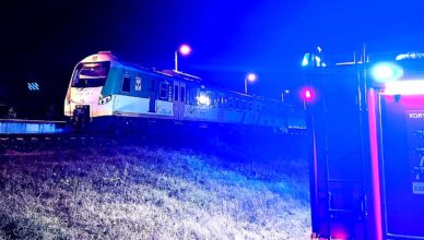 Pożar pociągu na stacji w Grzegorzewie