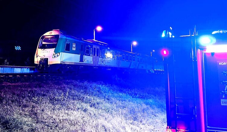 Pożar pociągu na stacji w Grzegorzewie